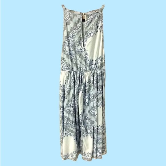 TORRID Floral High Neck Bandana Challis Blue & White Midi Dress M/L - Picture 10 of 13